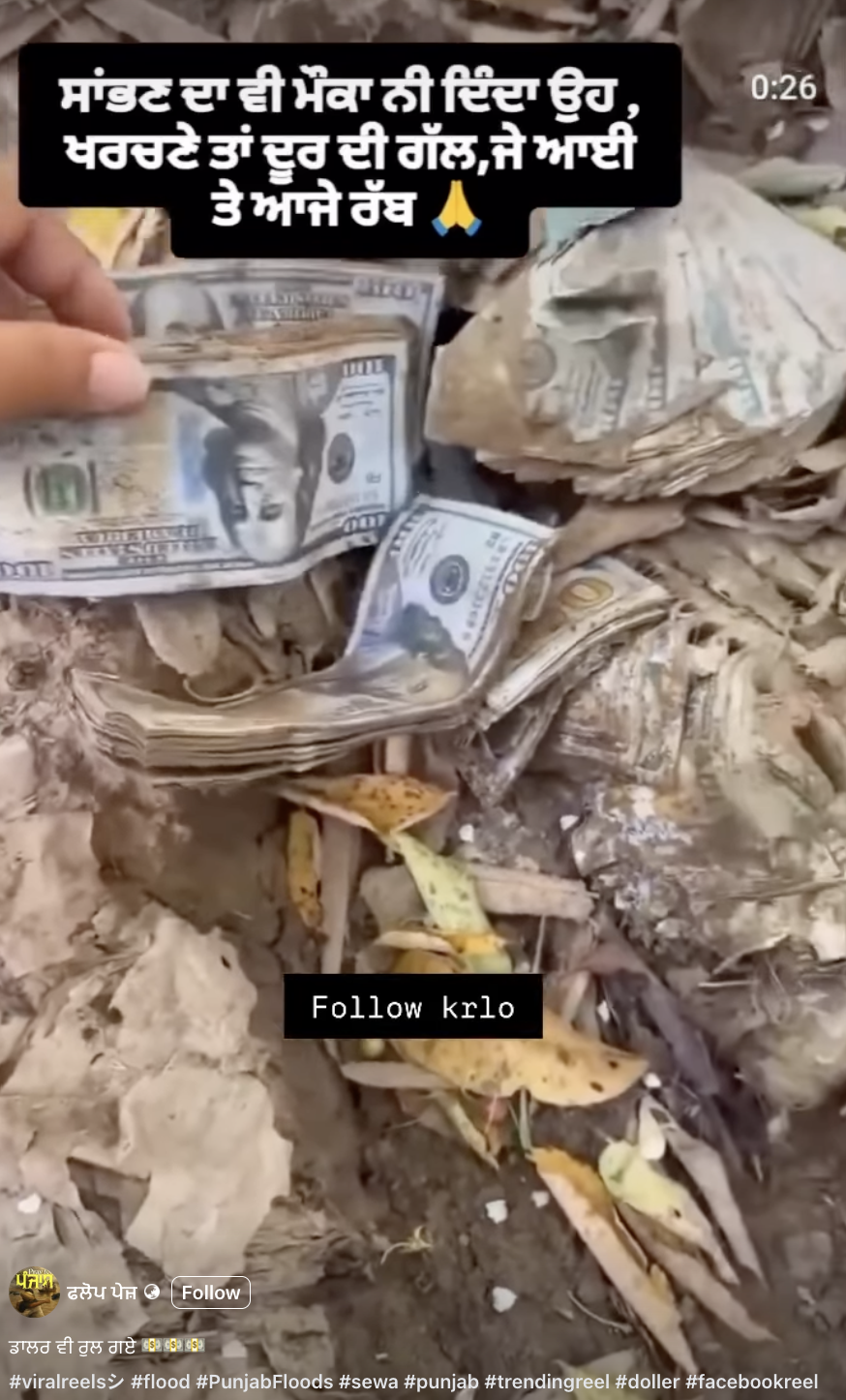 ਕੀ ਪੰਜਾਬ ਵਿੱਚ ਹੜ੍ਹ ਦੌਰਾਨ ਮਿੱਟੀ ਵਿੱਚ ਅਮਰੀਕੀ ਡਾਲਰ ਮਿਲੇ?