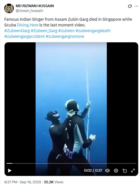 Old, Unrelated Video Falsely Shared as Singer Zubeen Garg’s Final Moments