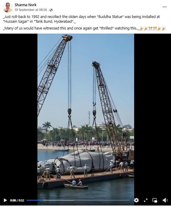 Video Claiming To Show Installation Of Buddha Statue In Hyderabad Is AI-Generated