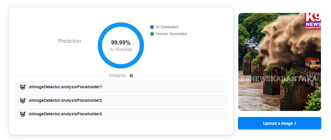 ನೀರಿನ ಹೊಡೆತಕ್ಕೆ ತತ್ತರಿಸಿದ ಸೇತುವೆ ಎಂದು ಎಐ ವೀಡಿಯೋ ವೈರಲ್