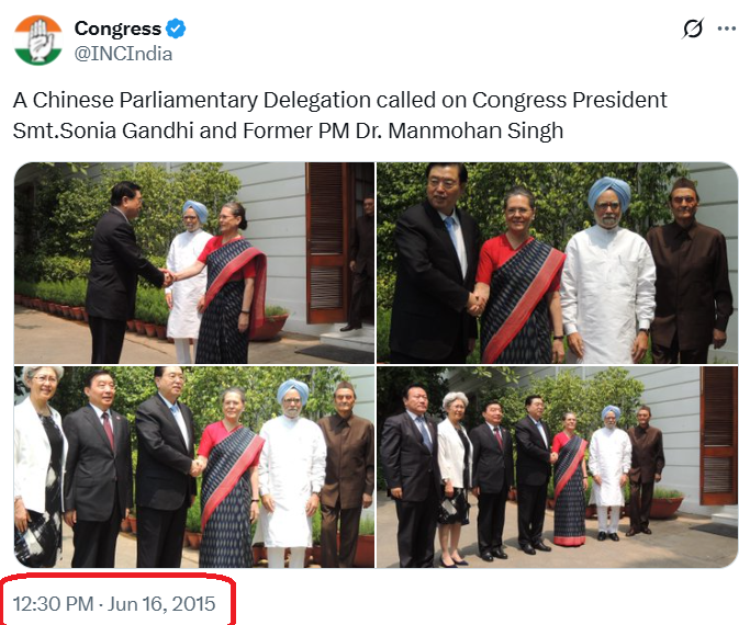 सोनिया गांधी आणि मनमोहन सिंग यांचा चिनी शिष्टमंडळाला भेटण्याचा १० वर्षे जुना व्हिडिओ चुकीच्या दाव्यासह व्हायरल