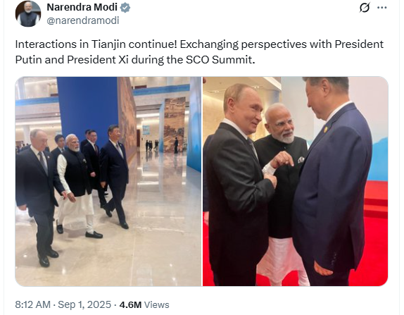 मोदी, जिनपिंग आणि पुतिन यांच्या भेटीचा हा फोटो अलिकडचा नाही तर ७ वर्षे जुना आहे