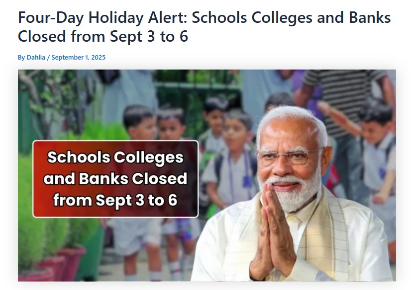 केंद्राने ३ ते ६ सप्टेंबरपर्यंत सलग सार्वजनिक सुट्टी जाहीर केली?खोटा आहे हा दावा