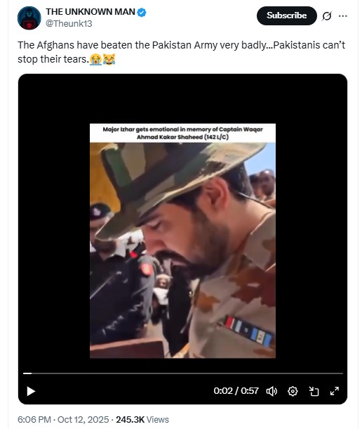 Old Video Of Pakistani Army Officer Crying Linked To Recent Conflict With Afghanistan