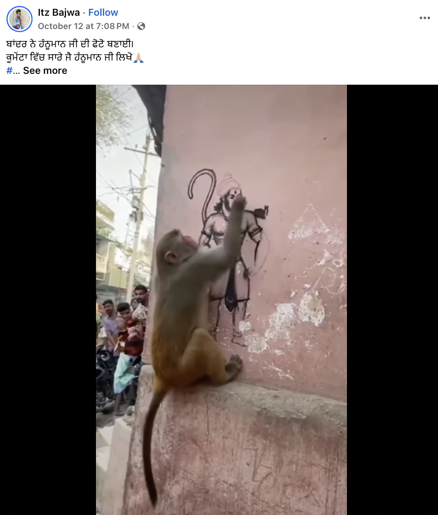 ਬਾਂਦਰ ਨੇ ਕੰਧ ਤੇ ਬਣਾਈ ਹਨੂੰਮਾਨ ਜੀ ਦੀ ਤਸਵੀਰ?