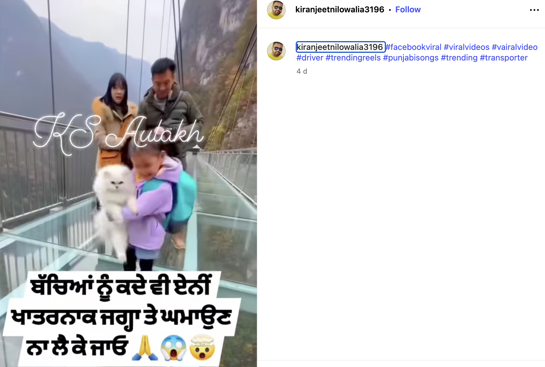 ਬੱਚੀ ਗਲਾਸ ਦੇ ਪੁੱਲ ਤੋਂ ਨੀਚੇ ਗਿਰ ਗਈ? ਵੀਡੀਓ AI ਜਨਰੇਟਡ ਹੈ