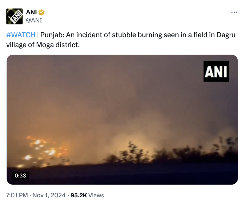 ਪੰਜਾਬ ਵਿੱਚ ਪਰਾਲੀ ਸਾੜਨ ਦੀ ਪੁਰਾਣੀ ਵੀਡੀਓ ਹਾਲੀਆ ਦੱਸਕੇ ਵਾਇਰਲ