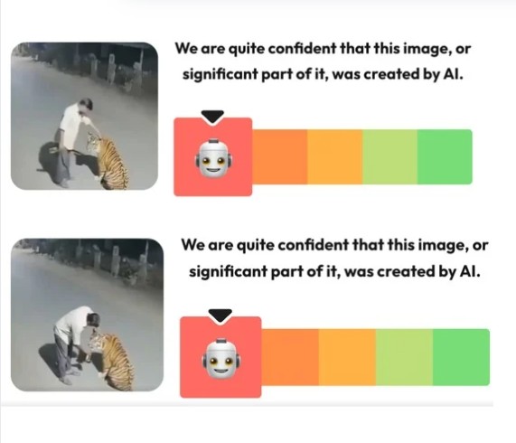 ਸ਼ਰਾਬ ਦੇ ਨਸ਼ੇ ਵਿੱਚ ਸ਼ੇਰ ਦਾ ਸਿਰ ਸਹਿਲਾ ਰਹੇ ਵਿਅਕਤੀ ਦਾ ਇਹ ਵੀਡੀਓ AI ਜਨਰੇਟਡ ਹੈ