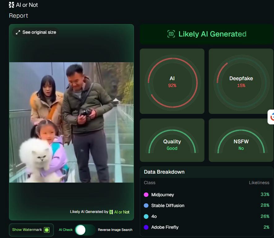 ਬੱਚੀ ਗਲਾਸ ਦੇ ਪੁੱਲ ਤੋਂ ਨੀਚੇ ਗਿਰ ਗਈ? ਵੀਡੀਓ AI ਜਨਰੇਟਡ ਹੈ