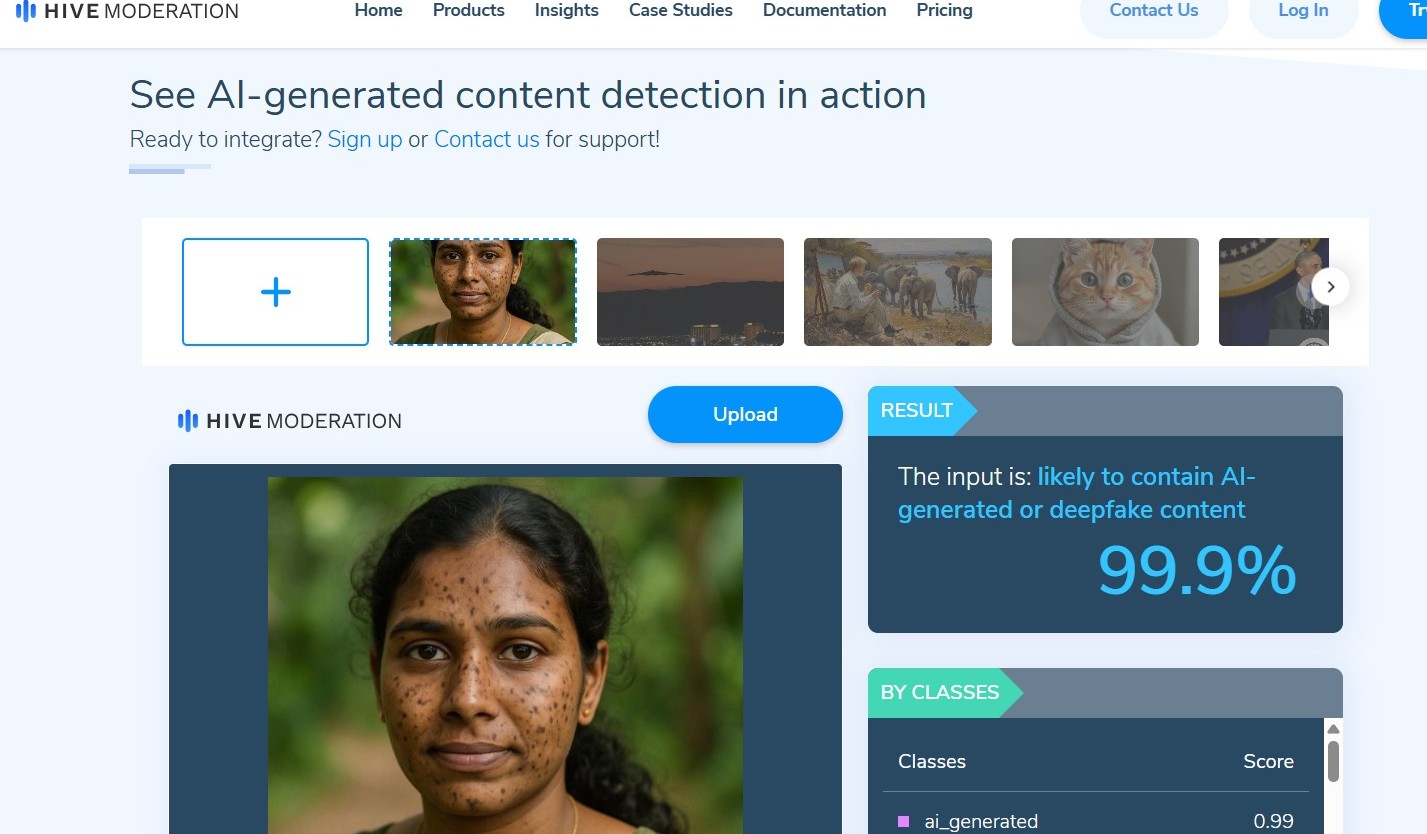 Courtesy: Hive Moderation Website