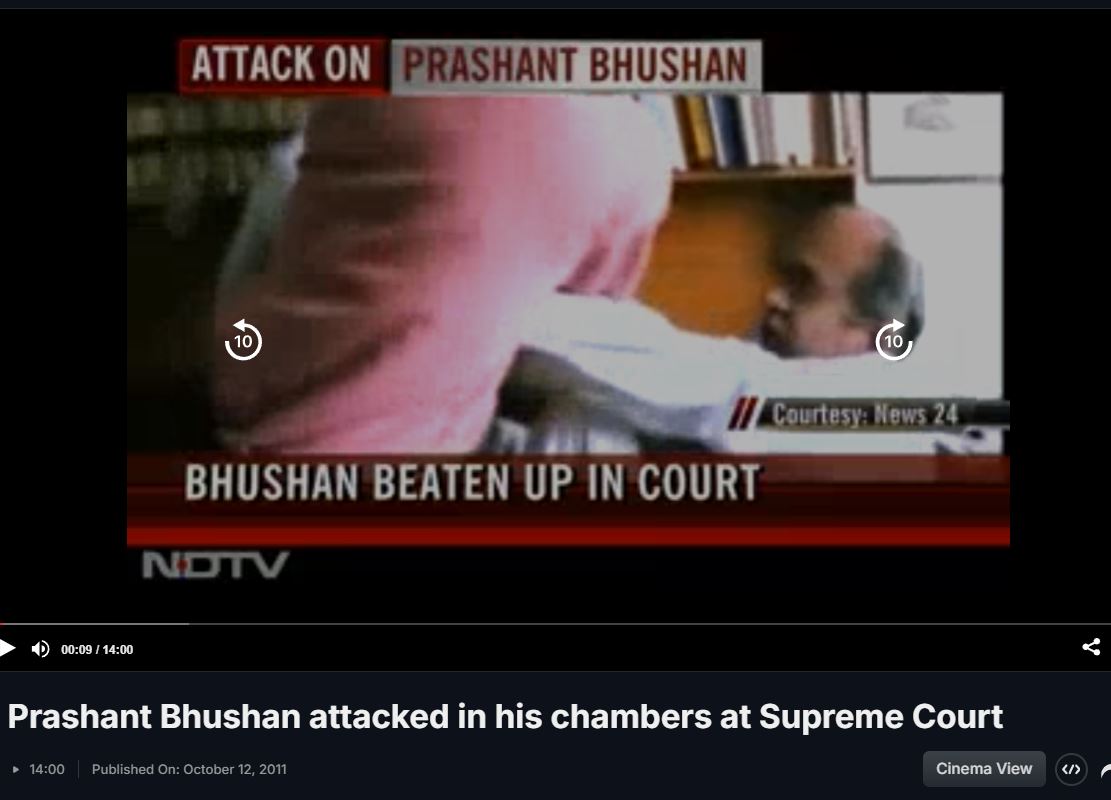 ಹಿಂದೂಗಳ ವಿರುದ್ಧ ಕೀಳಾಗಿ ಮಾತನಾಡಿದ್ದಕ್ಕಾಗಿ ವಕೀಲ ಪ್ರಶಾಂತ್ ಭೂಷಣ್ ಮೇಲೆ ದಿನಗಳ ಹಿಂದೆ ಥಳಿತ?