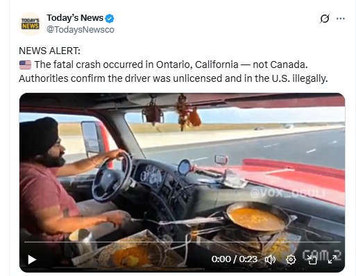 Does This Video Show Driver Cooking Inside Truck Moments Before California Crash?