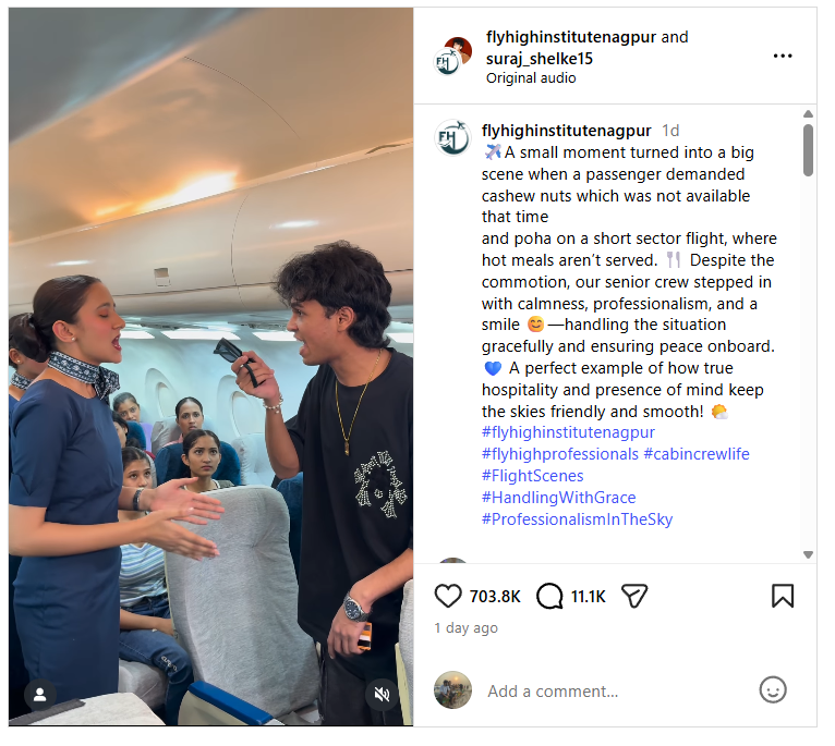 விமான பணிப்பெண்ணிடம் கூச்சலிட்ட வாலிபர்.