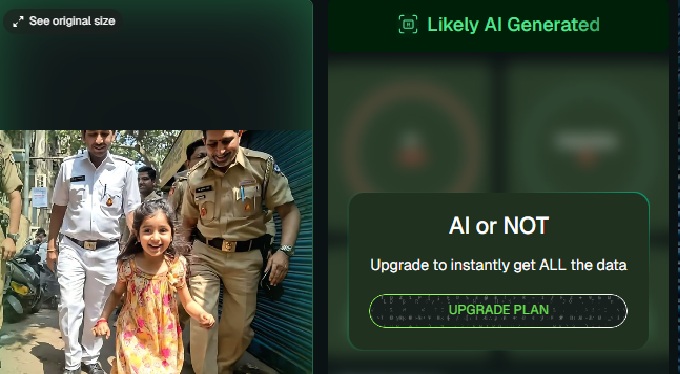 हरवलेल्या ४ वर्षांच्या मुलीला मुंबई पोलिसांनी पालकांना पुन्हा भेटवल्याची हृदयस्पर्शी कहाणी एआय-जनरेटेड फोटोसह होतेय शेयर