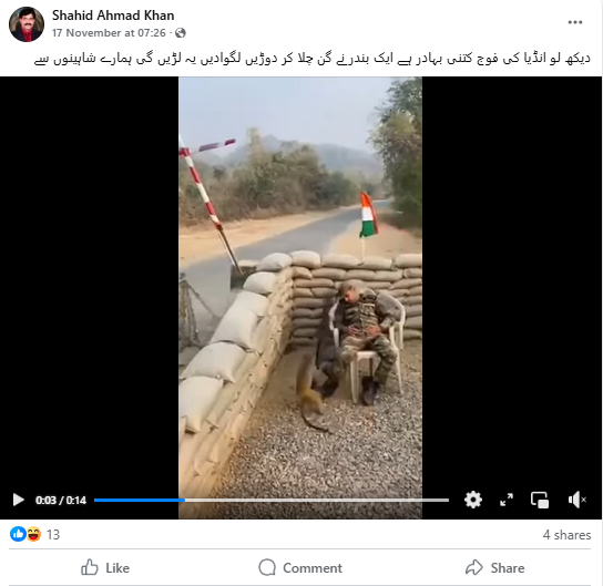 بندر کے ہاتھ بندوق چلنے اور فوجی کے بھاگنے والی ویڈیو حقیقی ہے۔