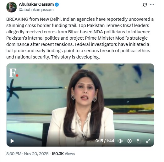 Viral Videos Of Indian Journalists Reporting That Bihar NDA Leaders Funded Pakistan’s PTI Are Doctored