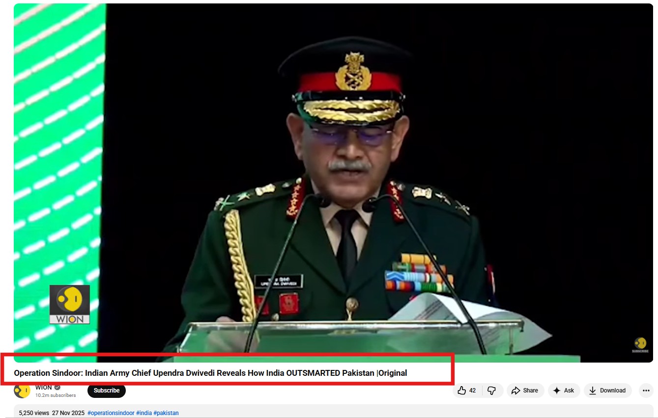  Viral Clip Showing General Dwivedi announcing Sonam Wangchuk’s ‘Death’ is Doctored 
