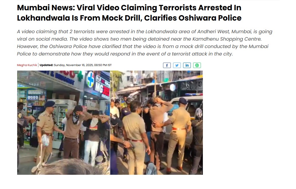 Terrorists Arrested In Mumbai? Mock Drill Video Viral With False Claim