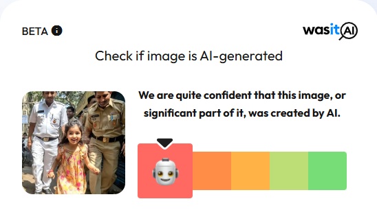 हरवलेल्या ४ वर्षांच्या मुलीला मुंबई पोलिसांनी पालकांना पुन्हा भेटवल्याची हृदयस्पर्शी कहाणी एआय-जनरेटेड फोटोसह होतेय शेयर