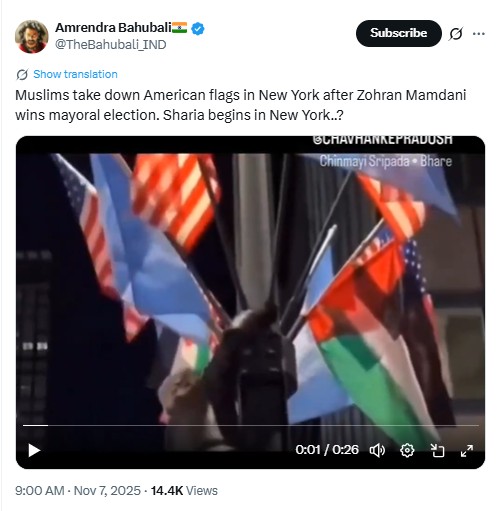 2023 Video Of Man Removing US Flag In New York Linked To Zohran Mamdani’s Mayoral Win