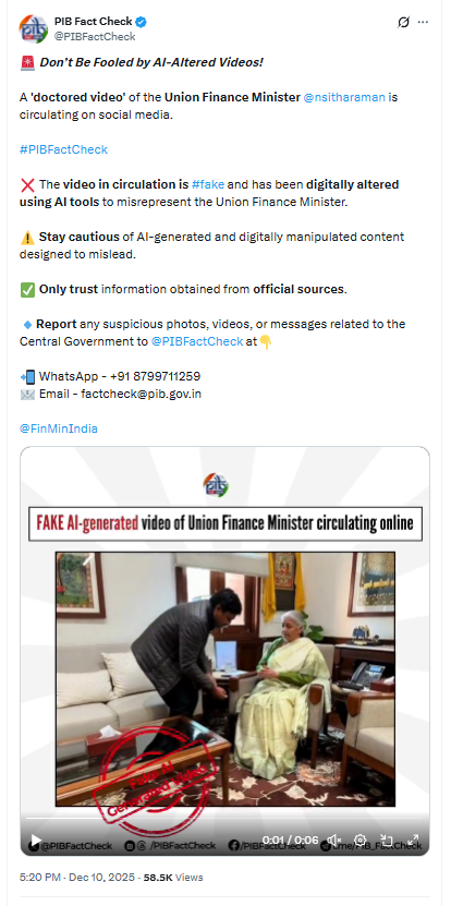 அமைச்சர் நேருவின் மகன் நிர்மலா சீதாராமனின் காலில் விழுந்தார்.