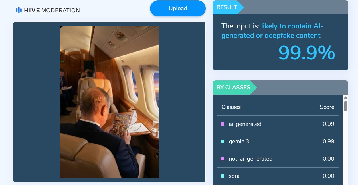 Screengrab from Hive Moderation website