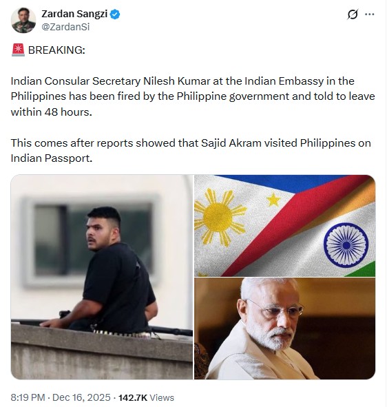 Bondi Beach Attack: Has Philippines Declared Indian Embassy Official Persona Non Grata?