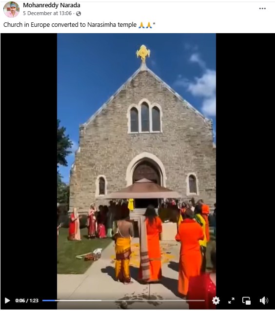Old Video From US Shared as Church in Europe Converted Into Narasimha Temple