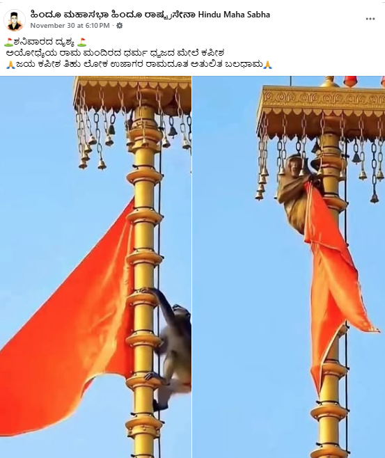 ಅಯೋಧ್ಯೆಯಲ್ಲಿ ಧರ್ಮ ಧ್ವಜಾರೋಹಣ ಬಳಿಕ ಕಪಿ ಆಗಮನ ಎನ್ನುವುದು ನಿಜವೇ?