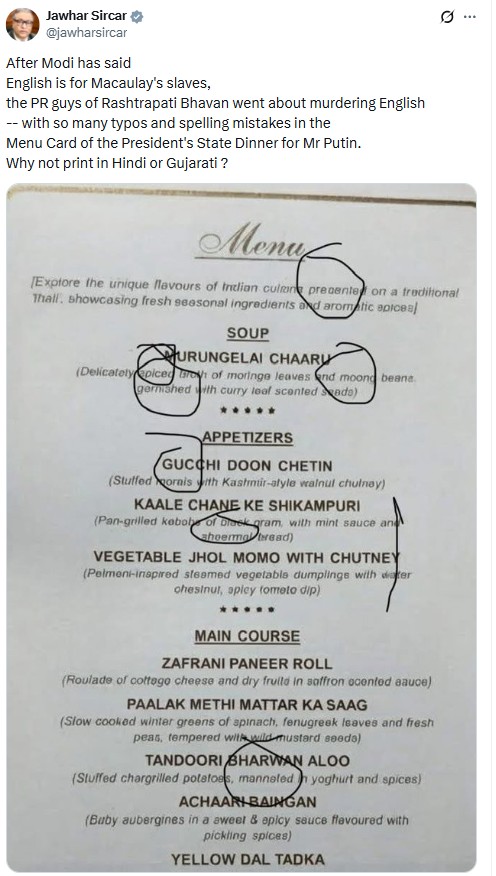 Was Menu For Putin’s State Banquet Filled With Spelling Errors? No, Here’s What We Found