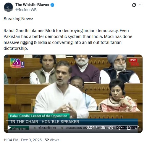 Video Claiming To Show Rahul Gandhi Calling Pakistan Elections ‘More Credible’ Than India’s Is Doctored