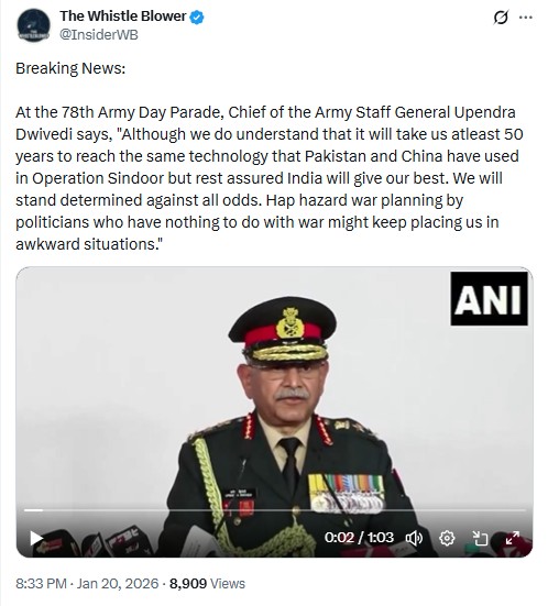 Did Army Chief Call China and Pakistan’s Technology Superior to India’s?  Newschecker