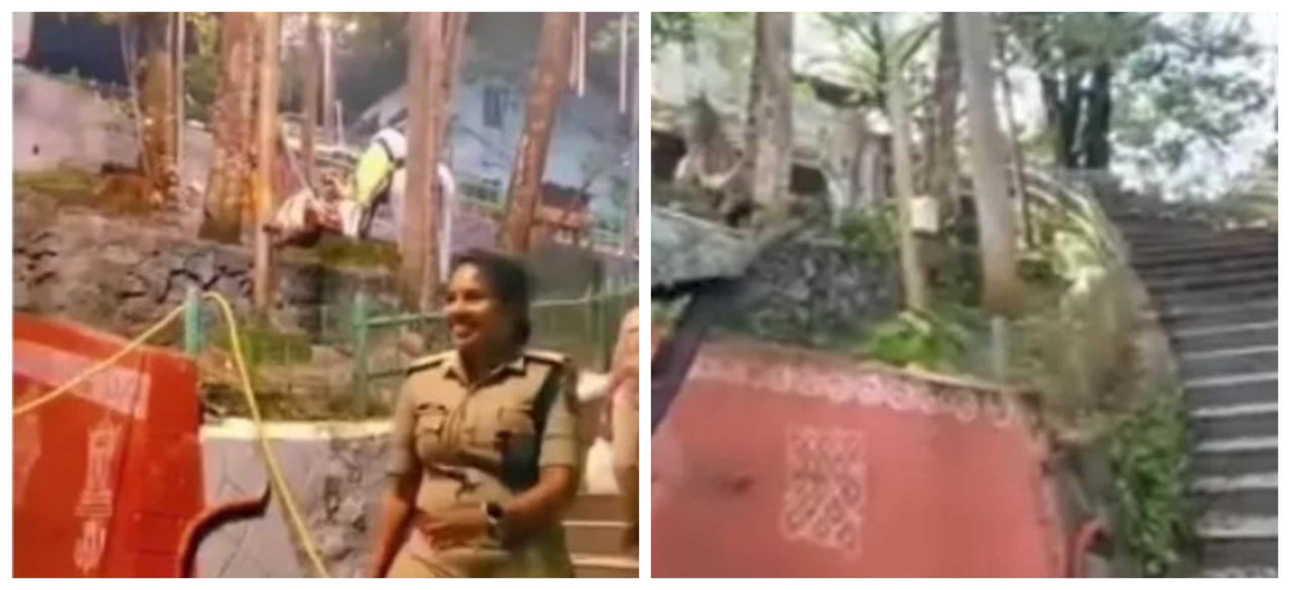 screen shot of viral video (left) and screen shot of Google map video (right)