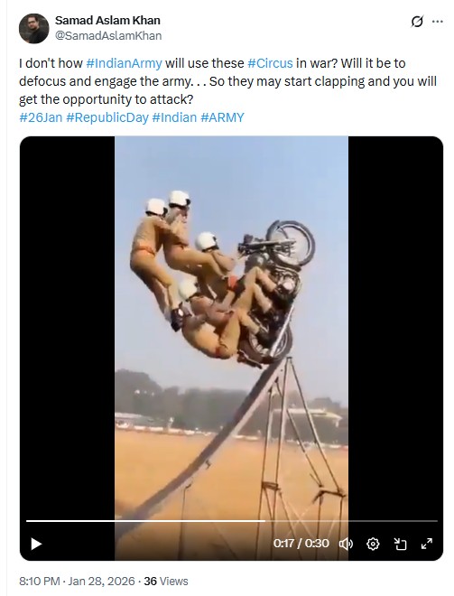 AI-generated video falsely shows Indian army motorcycle stunt gone wrong during 2026 Republic Day parade
