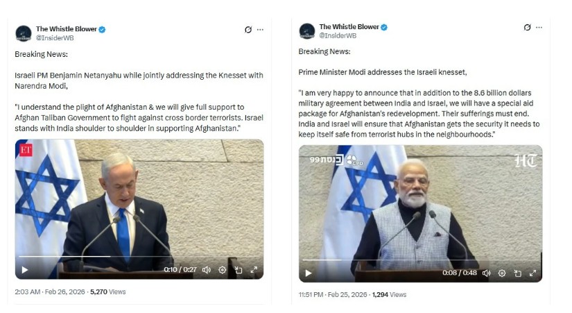 Viral video of Prime Minister Narendra Modi and Prime Minister Benjamin Netanyahu pledging support to Taliban is doctored