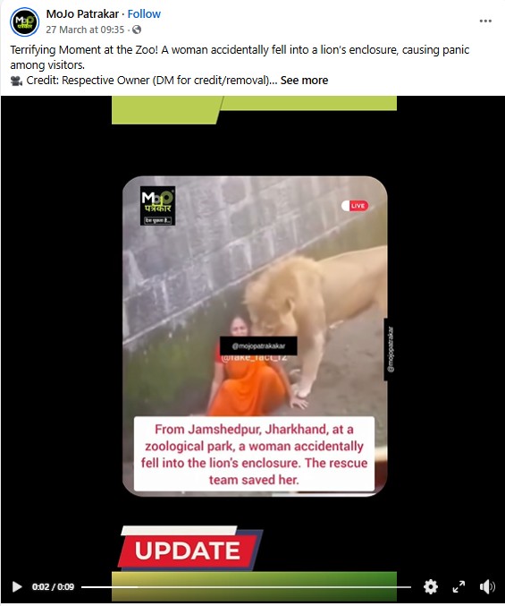 AI-generated video falsely claims woman fell into lion enclosure at Jamshedpur Zoo