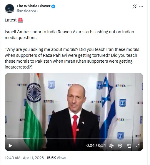 Viral video of Israeli ambassador lashing out at Indian media is doctored