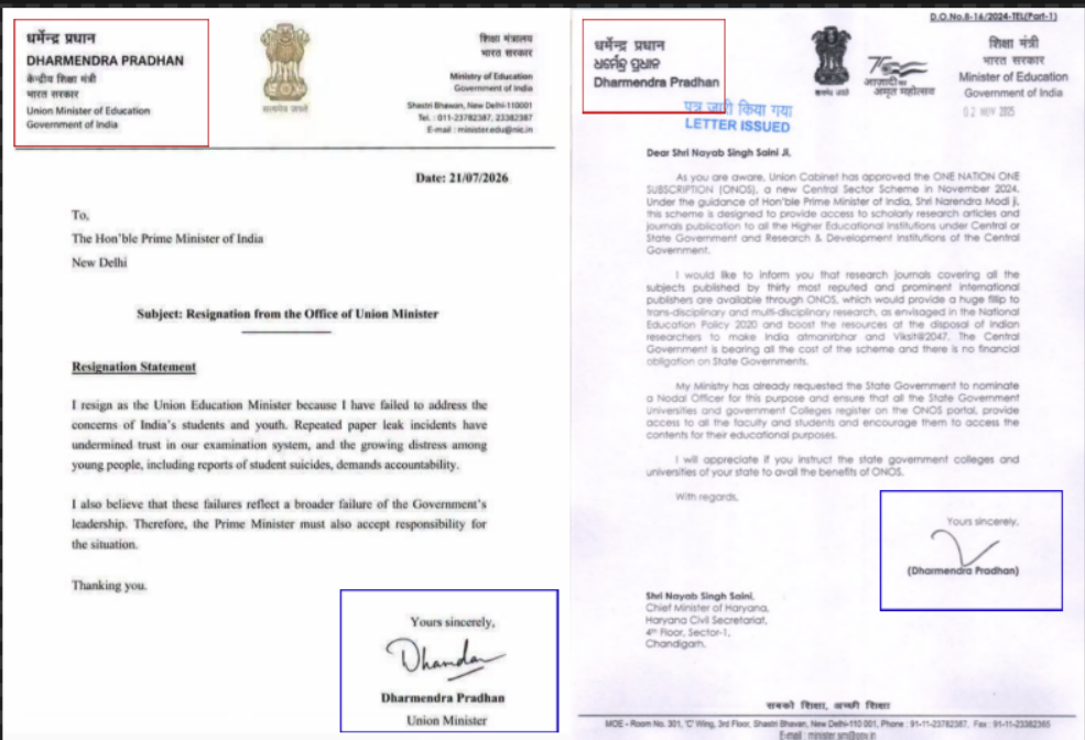 Fabricated Letter Shared As Dharmendra Pradhan's Resignation