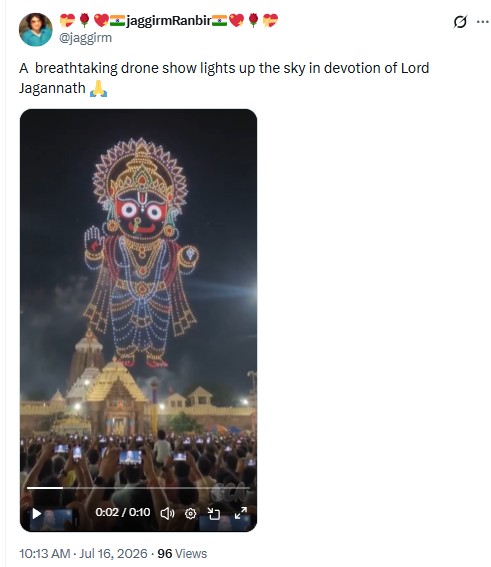 Viral video of drone show at Jagannath temple was generated by AI