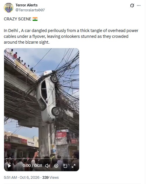 AI-Generated Video Falsely Shared As Car Dangling From Power Cables In Delhi